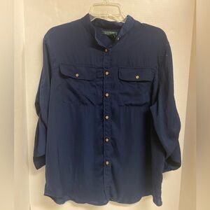 Lauren Ralph Lauren Navy Utility Blouse Size XL